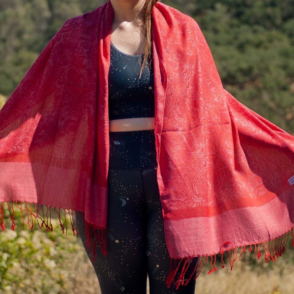 Red and Pink Paisley Lightweight Pashmina